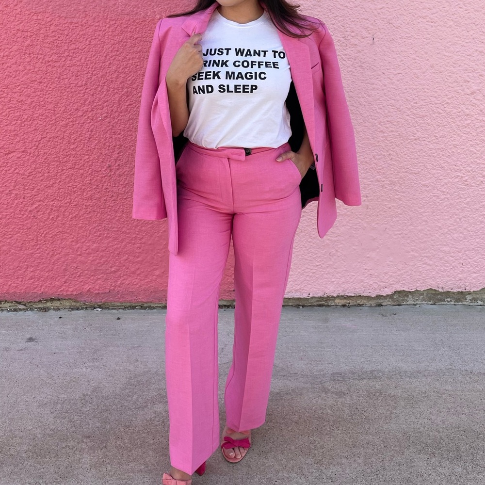 ASOS pink two piece suit